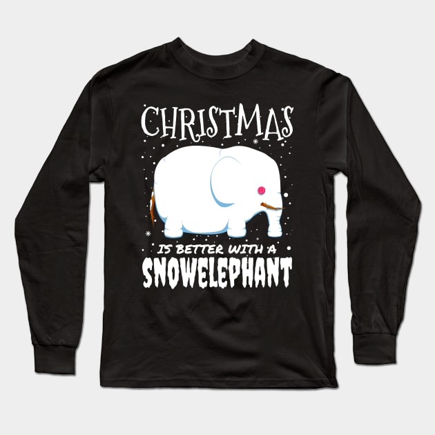 Christmas Is Better With A Snowelephant - Christmas cute snow elephant gift Long Sleeve T-Shirt by mrbitdot